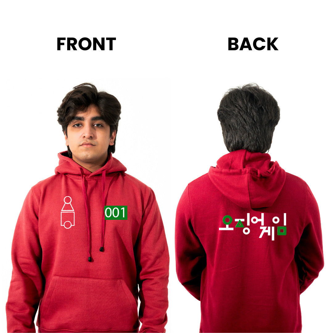 Squid Game Inspired Red Hoodie - Iconic 001 Design