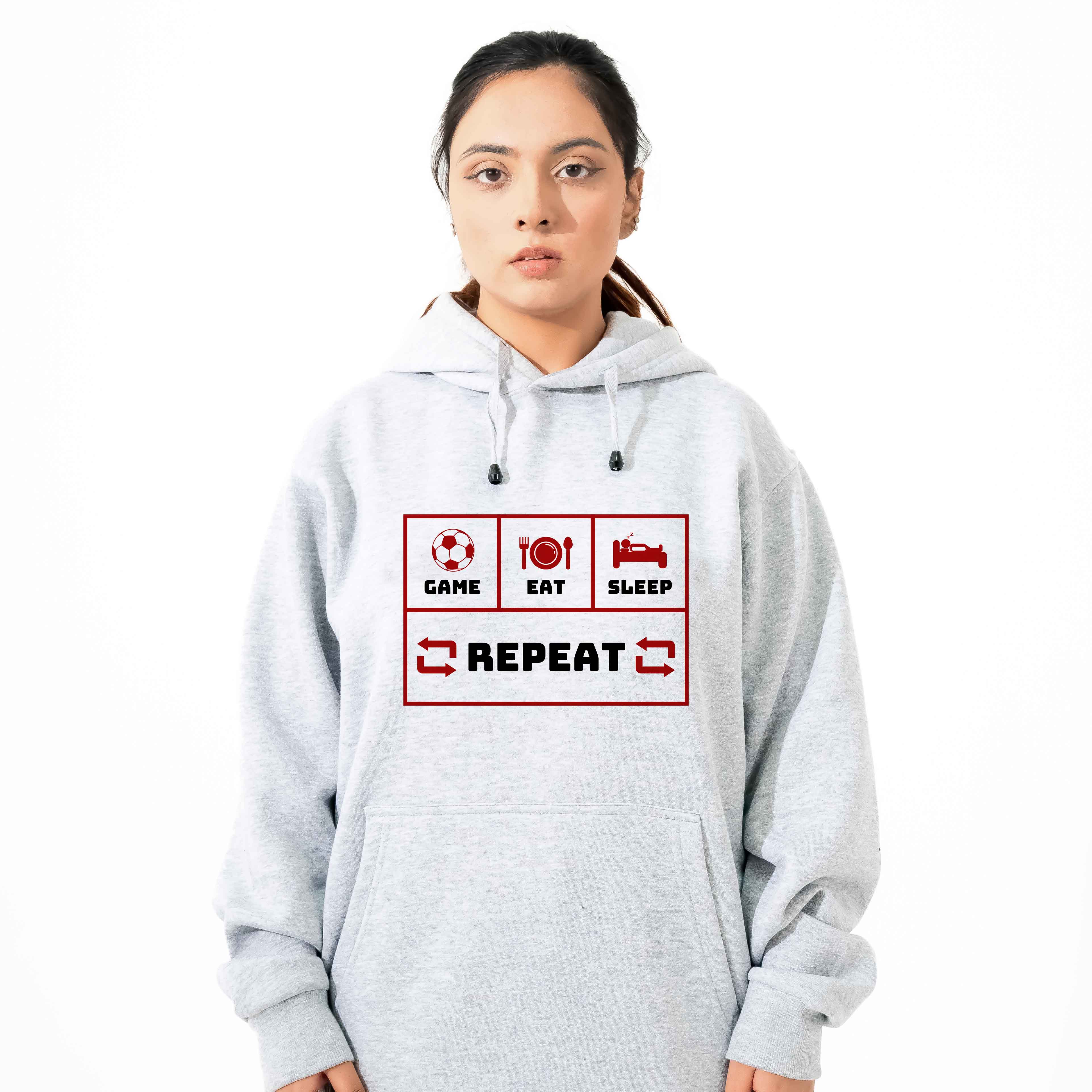 Eat Sleep Repeat Football Hoodie - Warm & Durable for Fans