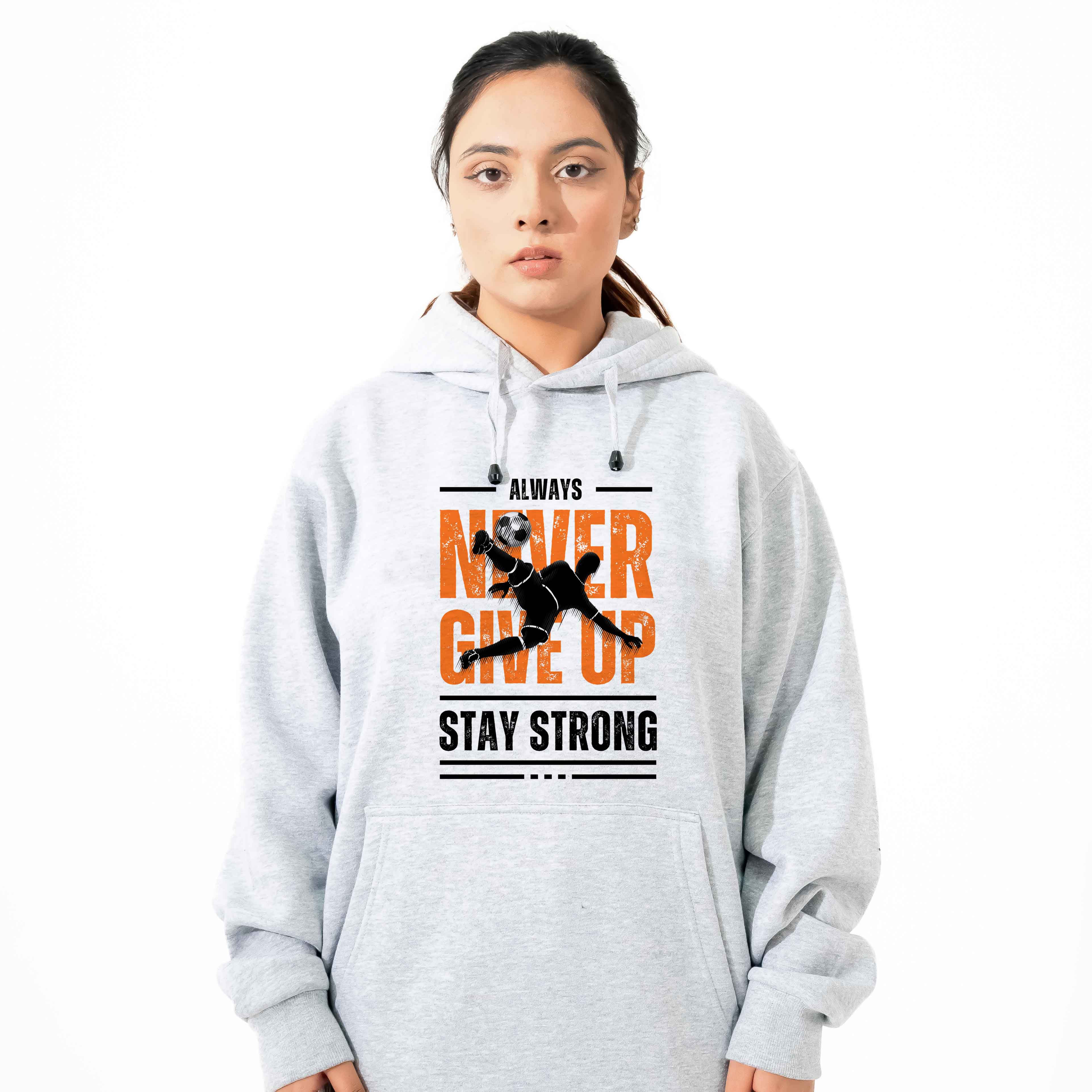 Never Give Up Football Hoodie - Stylish & Comfortable for Fans